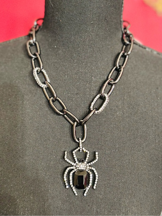 Betsey Johnson Jewelry - Betsey Johnson NWT Black Crystal Spider Chain Necklace
